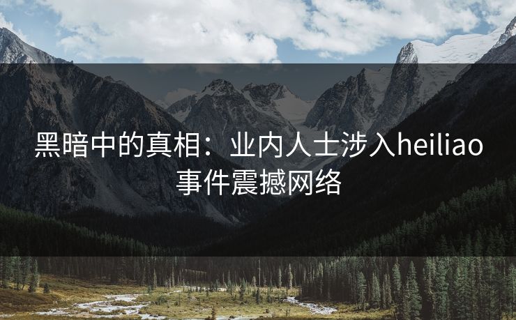 黑暗中的真相：业内人士涉入heiliao事件震撼网络  第1张
