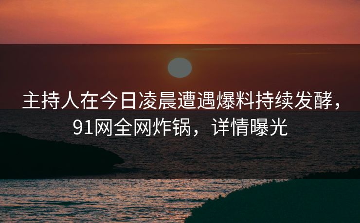 主持人在今日凌晨遭遇爆料持续发酵，91网全网炸锅，详情曝光  第1张