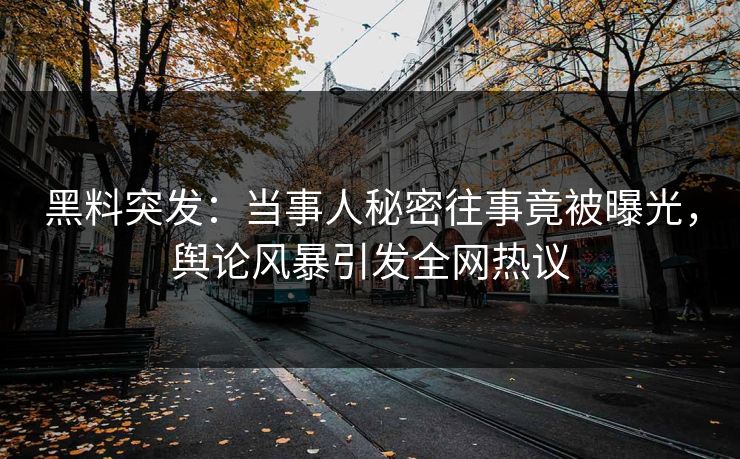 黑料突发：当事人秘密往事竟被曝光，舆论风暴引发全网热议