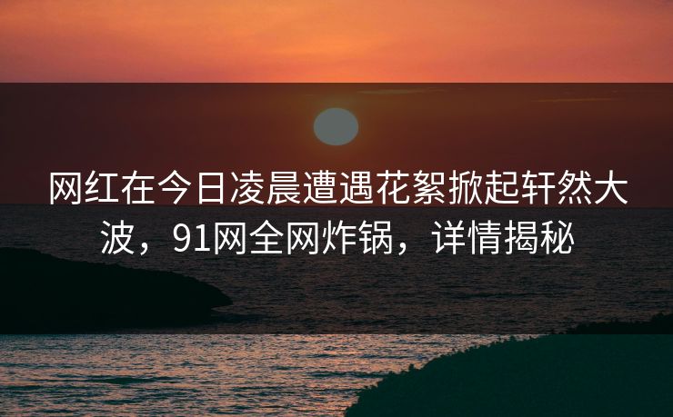 网红在今日凌晨遭遇花絮掀起轩然大波，91网全网炸锅，详情揭秘