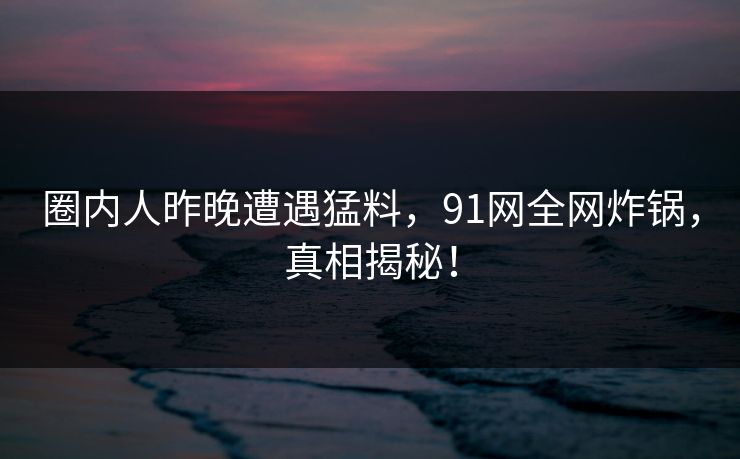 圈内人昨晚遭遇猛料，91网全网炸锅，真相揭秘！