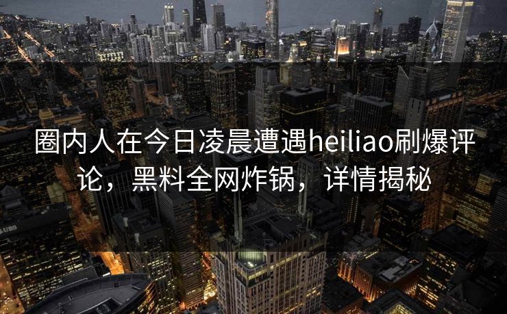 圈内人在今日凌晨遭遇heiliao刷爆评论，黑料全网炸锅，详情揭秘  第1张
