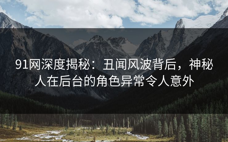 91网深度揭秘：丑闻风波背后，神秘人在后台的角色异常令人意外  第1张