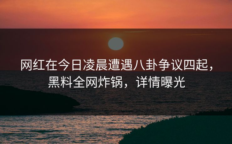 网红在今日凌晨遭遇八卦争议四起，黑料全网炸锅，详情曝光  第1张
