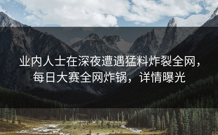 业内人士在深夜遭遇猛料炸裂全网，每日大赛全网炸锅，详情曝光  第1张