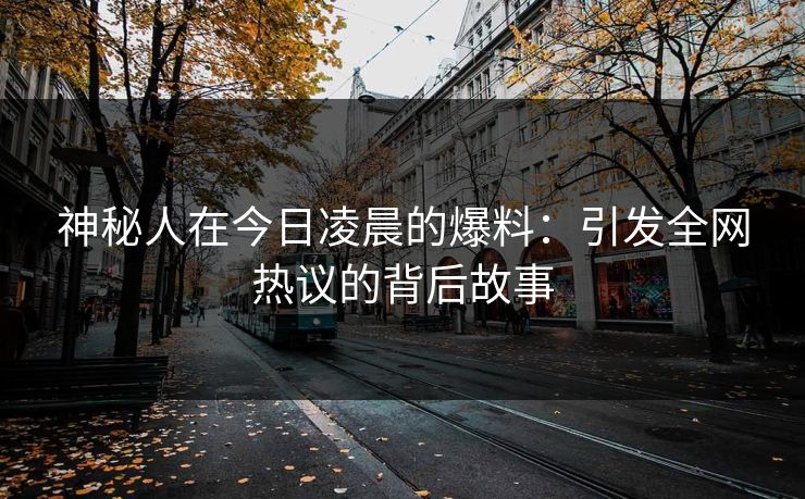 神秘人在今日凌晨的爆料：引发全网热议的背后故事