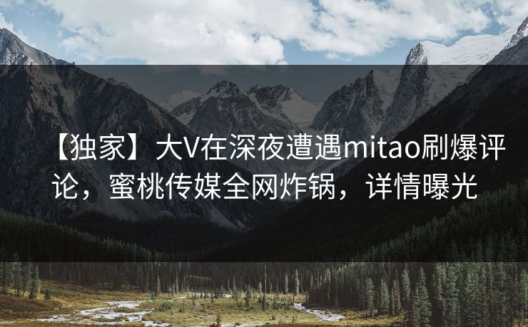 【独家】大V在深夜遭遇mitao刷爆评论，蜜桃传媒全网炸锅，详情曝光