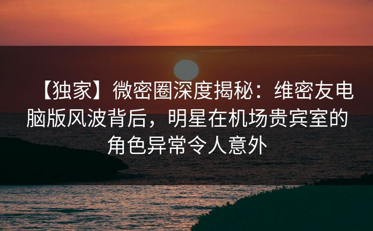 【独家】微密圈深度揭秘：维密友电脑版风波背后，明星在机场贵宾室的角色异常令人意外