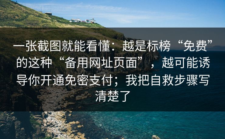 一张截图就能看懂：越是标榜“免费”的这种“备用网址页面”，越可能诱导你开通免密支付；我把自救步骤写清楚了  第1张